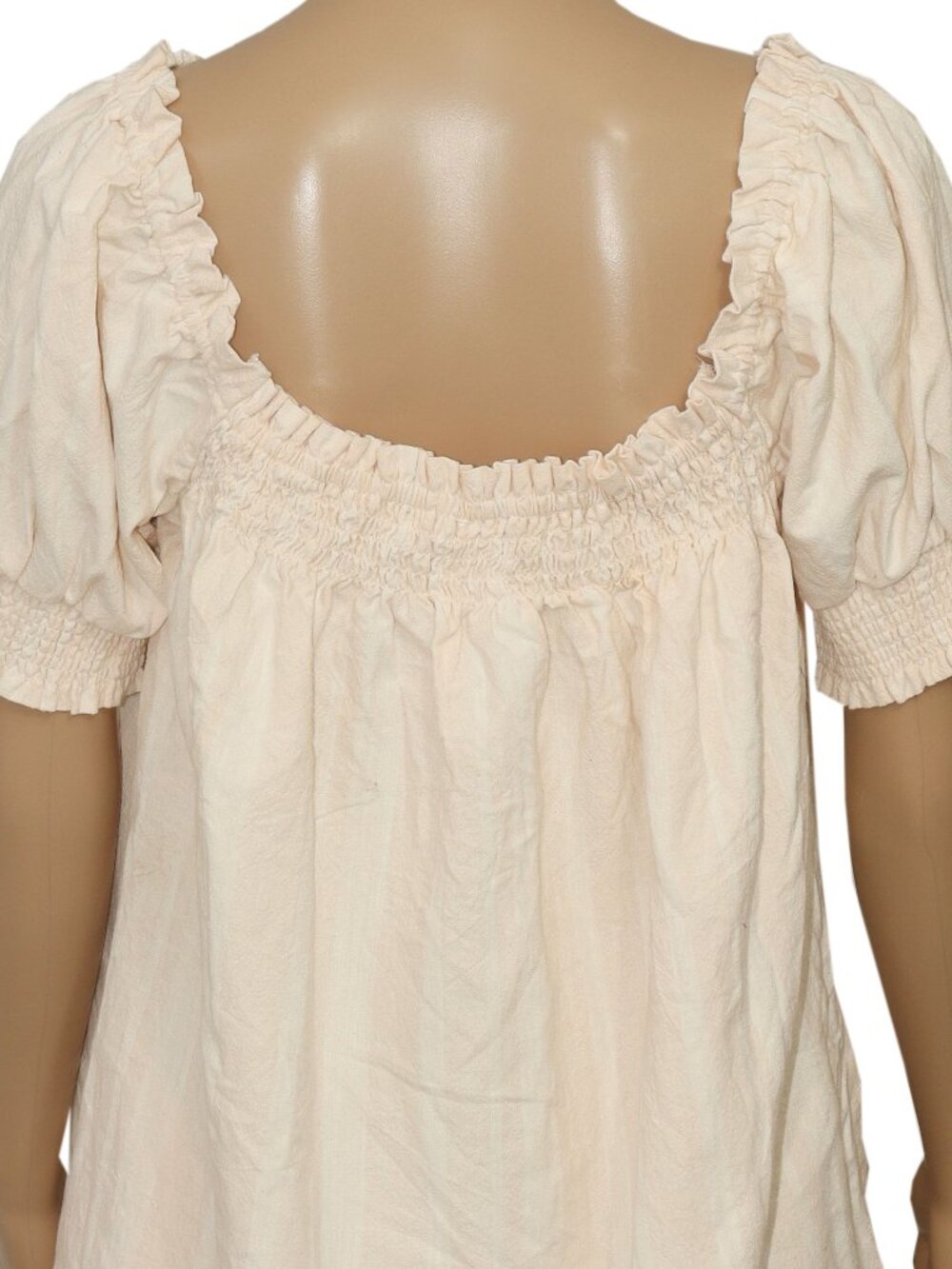 Free People Mila Mini Dress Beachy Cream Striped Printed Smocked S - Picture 5 of 6